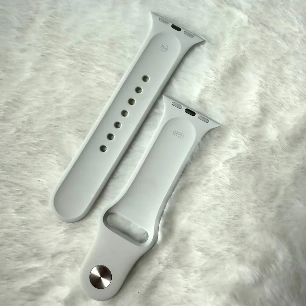 Bundle 2 Genuine OEM Apple Smartwatch Silicone White Pink Sport Band 40mm Sm…